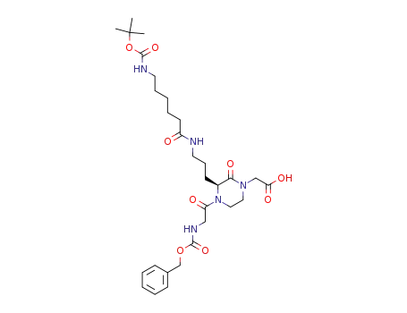 2-[(3S)-4-[2-[(benzyloxycarbonyl)amino]acetyl]-3-[3-[[6-[(tert-butoxycarbonyl)amino]hexanoyl]amino]propyl]-2-oxopiperazinyl]acetic acid