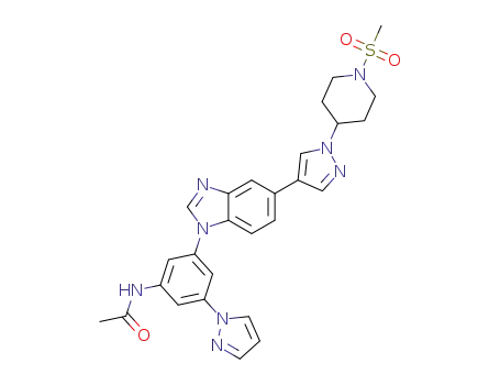 N-(3-(5-(1-(1-(methylsulfonyl)piperidin-4-yl)-1H-pyrazol-4-yl)-1H-benzo[d]imidazol-1-yl)-5-(1H-pyrazol-1-yl)phenyl)acetamide