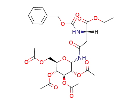 Molecular Structure of 76051-36-0 (2,3,4,6-tetra-O-acetyl-N-(α-ethyl benzyloxycarbonyl-L-aspartyl)-α-D-glucopyranosylamine)
