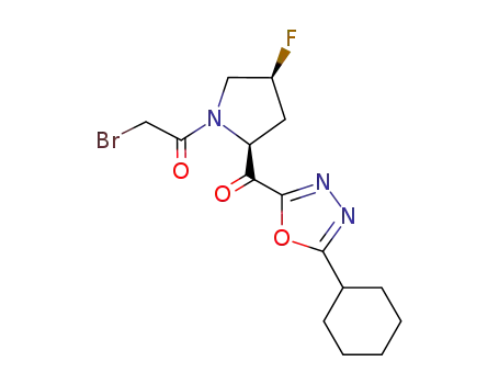 Molecular Structure of 851028-97-2 (Pyrrolidine,
1-(bromoacetyl)-2-[(5-cyclohexyl-1,3,4-oxadiazol-2-yl)carbonyl]-4-fluoro-
, (2S,4S)-)