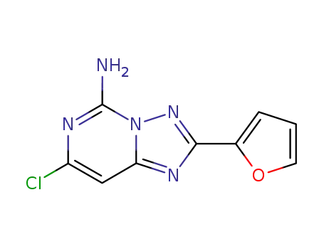Molecular Structure of 213896-64-1 ([1,2,4]Triazolo[1,5-c]pyrimidin-5-amine, 7-chloro-2-(2-furanyl)-)