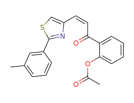 Molecular Structure of 138019-81-5 (2-Propen-1-one,
1-[2-(acetyloxy)phenyl]-3-[2-(3-methylphenyl)-4-thiazolyl]-)