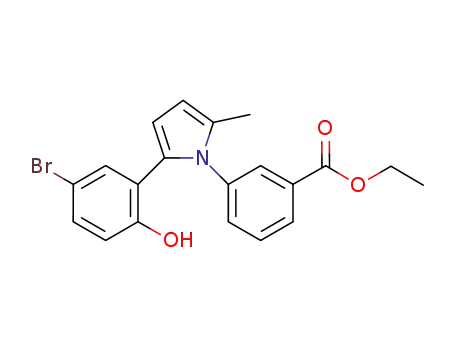 Molecular Structure of 632628-01-4 (Benzoic acid, 3-[2-(5-bromo-2-hydroxyphenyl)-5-methyl-1H-pyrrol-1-yl]-,
ethyl ester)