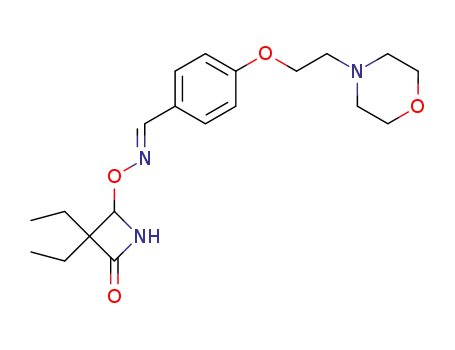 Molecular Structure of 266679-73-6 (4-(2-morpholin-4-yl-ethoxy)-benzaldehyde <i>O</i>-(3,3-diethyl-4-oxo-azetidin-2-yl)-oxime)