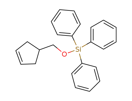 Molecular Structure of 144534-61-2 (Silane, (3-cyclopenten-1-ylmethoxy)triphenyl-)
