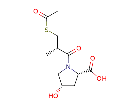 Molecular Structure of 114029-44-6 ((2S,4S)-1-((S)-3-Acetylsulfanyl-2-methyl-propionyl)-4-hydroxy-pyrrolidine-2-carboxylic acid)