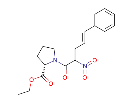 Molecular Structure of 134038-43-0 ((S)-1-((E)-2-Nitro-5-phenyl-pent-4-enoyl)-pyrrolidine-2-carboxylic acid ethyl ester)
