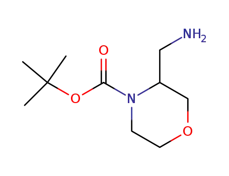 Molecular Structure of 475106-18-4 (3-AMINOMETHYL-MORPHOLINE-4-CARBOXYLIC ACID TERT-BUTYL ESTER)