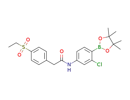 Molecular Structure of 1426804-59-2 (N-[3-chloro-4-(4,4,5,5-tetramethyl-1,3,2-dioxaborolan-2-yl)phenyl]-2-[4-(ethylsulfonyl)phenyl]acetamide)