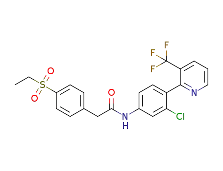 Molecular Structure of 1426802-31-4 (N-{3-chloro-4-[3-(trifluoromethyl)-2-pyridinyl]phenyl}-2-[4-(ethylsulfonyl)phenyl]acetamide)