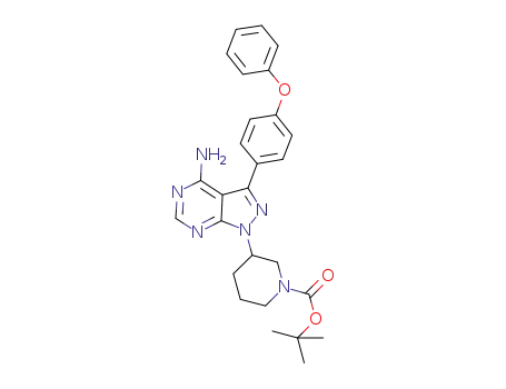 Molecular Structure of 936563-86-9 (1-Piperidinecarboxylic acid, 3-[4-aMino-3-(4-phenoxyphenyl)-1H-pyrazolo[3,4-d]pyriMidin-1-yl]-, 1,1-diMethylethyl ester)