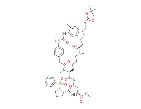 2-[(1-benzenesulfonyl-pyrrolidine-2-carbonyl)-amino]-4-[6-(6-<i>tert</i>-butoxycarbonylamino-hexanoylamino)-2-(methyl-{[4-(3-<i>o</i>-tolyl-ureido)-phenyl]-acetyl}-amino)-hexanoylamino]-butyric acid methyl ester