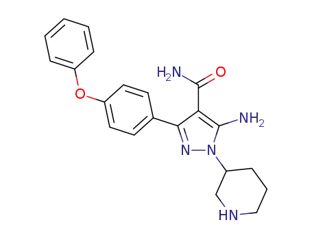 5-amino-3-(4-phenoxyphenyl)-1-piperidin-3-yl-1H-pyrazole-4-carboxylic acid amide