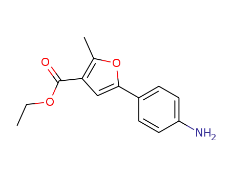 Molecular Structure of 175276-70-7 (ETHYL 5-(4-AMINOPHENYL)-2-METHYL-3-FUROATE)