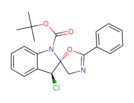 Molecular Structure of 1449135-17-4 ((2R,3S)-tert-butyl 3-chloro-2'-phenyl-4'H-spiro[indoline-2,5'-oxazole]-1-carboxylate)