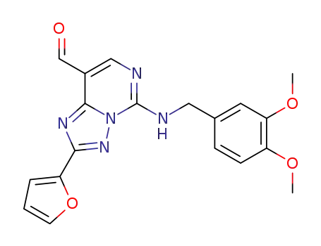 Molecular Structure of 213896-16-3 (5-(3,4-Dimethoxybenzylamino)-8-formyl-2-(furan-2-yl)[1,2,4]triazolo[1,5-c]pyrimidine)