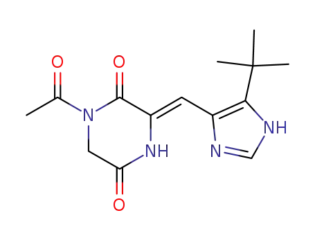 Molecular Structure of 714273-84-4 (2,5-Piperazinedione, 1-acetyl-3-[[5-(1,1-dimethylethyl)-1H-imidazol-4-yl]methylene]-, (3Z)-)