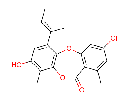 3,8-Dihydroxy-1,9-dimethyl-6-(1-methyl-1-propenyl)-11H-dibenzo[b,e][1,4]dioxepin-11-one