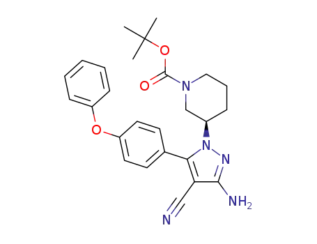 Molecular Structure of 1612774-53-4 ((R)-tert-butyl 3-(3-amino-4-cyano-5-(4-phenoxyphenyl)-1H-pyrazol-1-yl)piperidine-1-carboxylate)