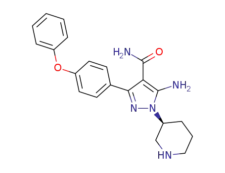 (S)-5-amino-3-(4-phenoxyphenyl)-1-piperidin-3-yl-1H-pyrazole-4-carboxylic acid amide