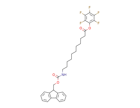 Molecular Structure of 139338-71-9 (Undecanoic acid, 11-[[(9H-fluoren-9-ylmethoxy)carbonyl]amino]-,
pentafluorophenyl ester)