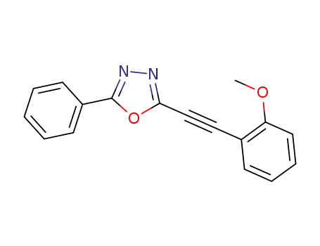 Molecular Structure of 1374348-12-5 (2-((2-methoxyphenyl)ethynyl)-5-phenyl-1,3,4-oxadiazole)