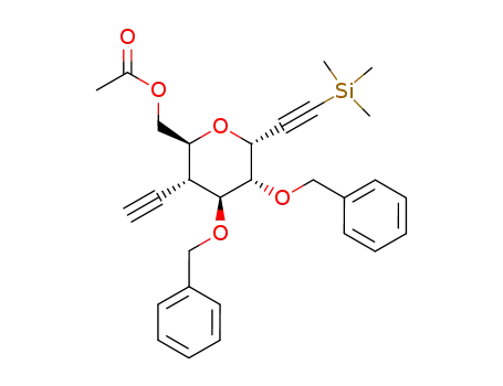 Acetic acid (2S,3R,4S,5R,6R)-4,5-bis-benzyloxy-3-ethynyl-6-trimethylsilanylethynyl-tetrahydro-pyran-2-ylmethyl ester