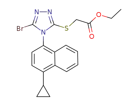 Molecular Structure of 1158970-52-5 (Acetic acid, 2-[[5-bromo-4-(4-cyclopropyl-1-naphthalenyl)-4H-1,2,4-triazol-3-yl]thio]-, ethyl ester)