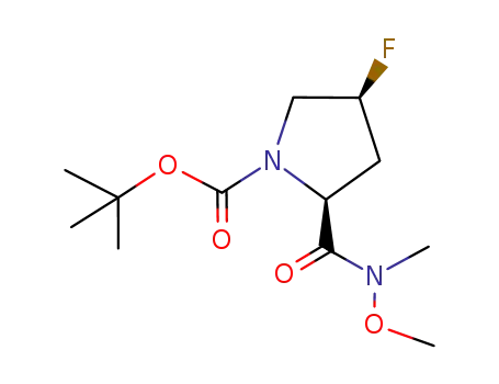 Molecular Structure of 851028-85-8 (1-Pyrrolidinecarboxylic acid,
4-fluoro-2-[(methoxymethylamino)carbonyl]-, 1,1-dimethylethyl ester,
(2S,4S)-)