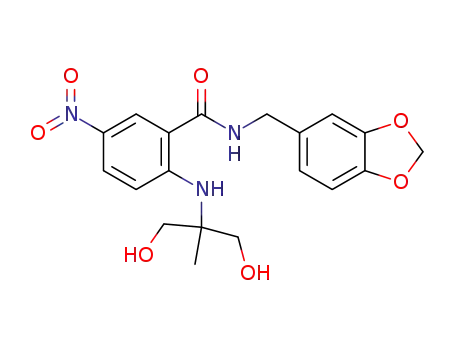 2-[2-Hydroxy-1-(hydroxymethyl)-1-methylethylamino]-5-nitro-N-(1,3-benzodioxol-5-ylmethyl)benzamide
