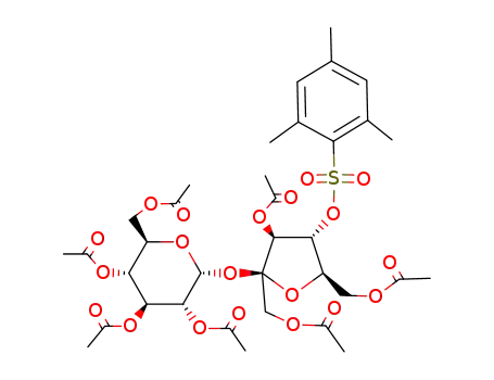 Molecular Structure of 110434-88-3 (2,3,4,6,1',3',6'-Hepta-O-acetyl-4'-O-(mesitylensulfonyl)sucrose)