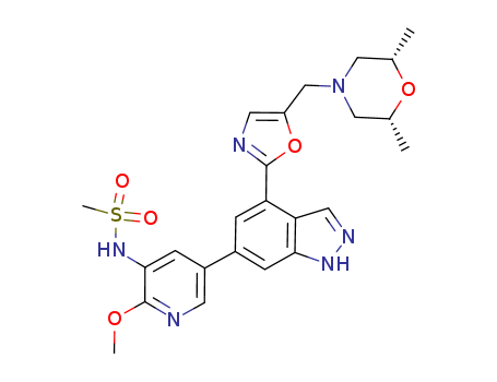 MethanesulfonaMide, N-[5-[4-[5-[[(2R,6S)-2,6-diMethyl-4-Morpholinyl]Methyl]-2-oxazolyl]-1H-indazol-6-yl]-2-Methoxy-3-pyridinyl]-, rel-