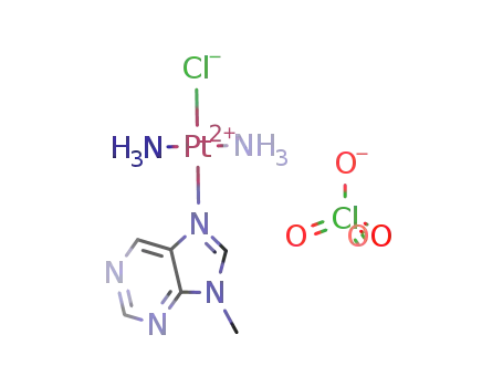 trans-[(amine)2(platinum(II))(μ-9-methylpurine-N7)Cl] perchlorate