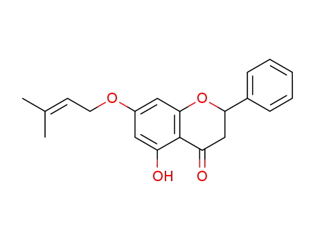 Molecular Structure of 94393-10-9 ((2S)-5-hydroxy-7-[(3-methylbut-2-en-1-yl)oxy]-2-phenyl-2,3-dihydro-4H-chromen-4-one)