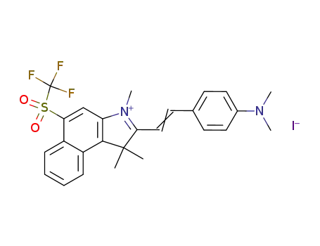 Molecular Structure of 88581-36-6 (1H-Benz[e]indolium,
2-[2-[4-(dimethylamino)phenyl]ethenyl]-1,1,3-trimethyl-5-[(trifluoromethyl)
sulfonyl]-, iodide)