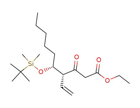 Molecular Structure of 198955-22-5 ((4S,5R)-5-(1,1-dimethylethyl)dimethylsiloxy-4-ethenyl-3-oxodecanoic acid, ethyl ester)