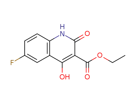 Molecular Structure of 928120-17-6 (3-Quinolinecarboxylic acid, 6-fluoro-1,2-dihydro-4-hydroxy-2-oxo-, ethyl
ester)