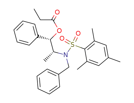 Molecular Structure of 187324-67-0 (PROPIONIC ACID (1S,2R)-2-[N-BENZYL-N-(MESITYLENESULFONYL)AMINO]-1-PHENYLPROPYL ESTER)