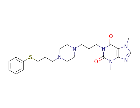 Molecular Structure of 95250-61-6 (3,7-Dimethyl-1-{3-[4-(3-phenylsulfanyl-propyl)-piperazin-1-yl]-propyl}-3,7-dihydro-purine-2,6-dione)