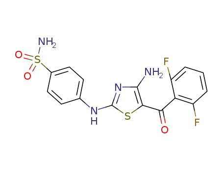 Molecular Structure of 223784-75-6 (4-[4-Amino-5-(2,6-difluorobenzoyl)thiazol-2-ylamino]benzenesulfonamide)