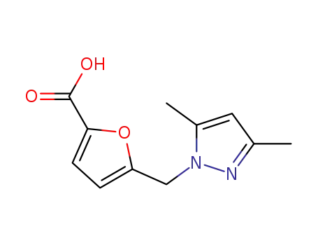 Molecular Structure of 312310-14-8 (5-(3,5-DIMETHYL-PYRAZOL-1-YLMETHYL)-FURAN-2-CARBOXYLIC ACID)
