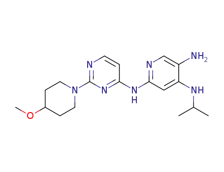 Molecular Structure of 1612171-77-3 (N<sup>4</sup>-isopropyl-N<sup>2</sup>-[2-(4-methoxypiperidin-1-yl)pyrimidin-4-yl]pyridine-2,4,5-triamine)