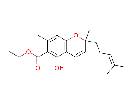 Molecular Structure of 705260-27-1 (5-hydroxy-2,7-dimethyl-2-(4-methyl-3-pentenyl)-2H-chromene-6-carboxylic acid ethyl ester)