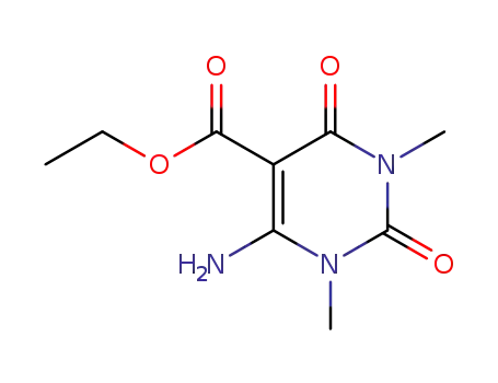 Molecular Structure of 37472-94-9 (6-Amino-1,2,3,4-tetrahydro-1,3-dimethyl-2,4-dioxo-5-pyrimidinecarboxylic acid ethyl ester)
