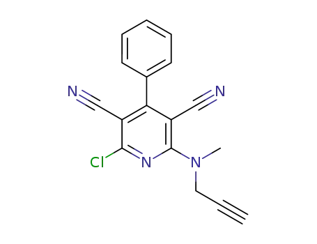Molecular Structure of 1335032-41-1 (2-chloro-6-(methyl(prop-2-yn-1-yl)amino)-4-phenylpyridine-3,5-dicarbonitrile)