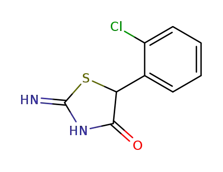 Molecular Structure of 85259-20-7 (5-(2-chlorophenyl)-2-imino-1,3-thiazolidin-4-one)