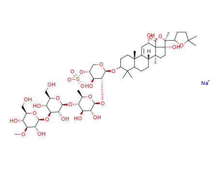 Lanost-9(11)-en-18-oicacid, 22,25-epoxy-12,17,20-trihydroxy-3-[(O-3-O-methyl-β-D-glucopyranosyl-(1-3)-O-β-D-glucopyranosyl-(1-4)-O-6-deoxy-β-D-glucopyranosyl-(1-2)-4-O-sulfo-β-D-xylopyranosyl)oxy](38-26-6)