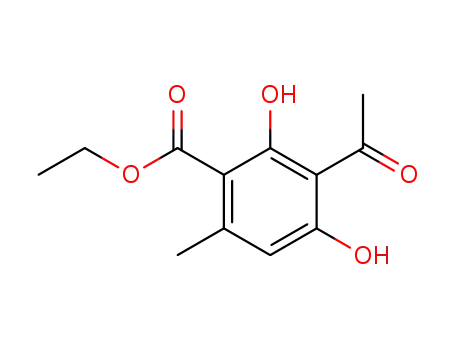 Molecular Structure of 19802-80-3 (3-acetyl-2,4-dihydroxy-6-methyl-benzoic acid ethyl ester)