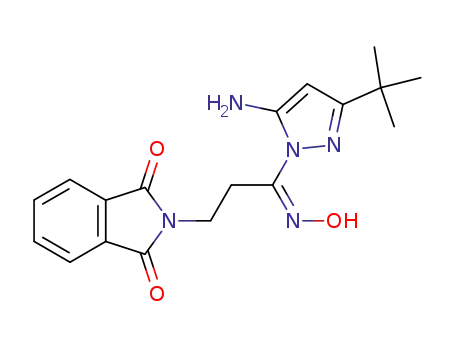 Molecular Structure of 160654-31-9 ((Z)-5-Amino-3-tert-butyl-1-(1-hydroximino-3-phthalimidopropyl)-1H-pyrazol)
