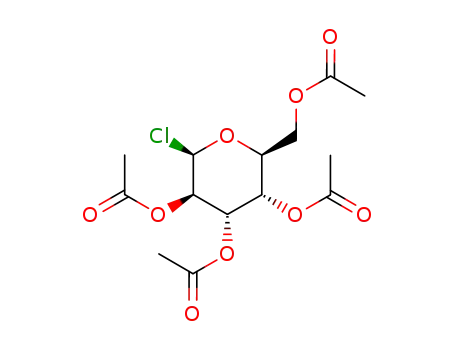 Molecular Structure of 66966-08-3 (Acetic acid (2S,3S,4S,5R,6R)-3,5-diacetoxy-2-acetoxymethyl-6-chloro-tetrahydro-pyran-4-yl ester)
